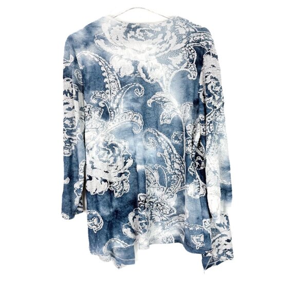 NWT Chico's Tonal Scroll Burnout Jacket Pattern Blue Chico's 2 US Size Large 12 - Picture 11 of 13